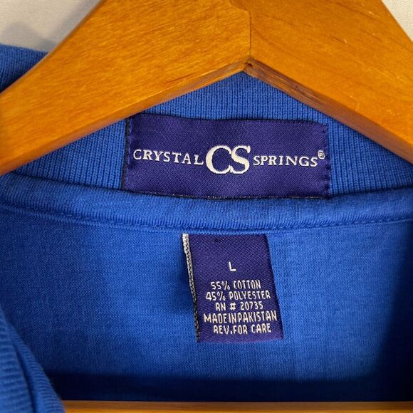 Crystal Springs Bright Blue Polo Shirt Mosquito Embroidered Logo Size Large - Picture 4 of 9